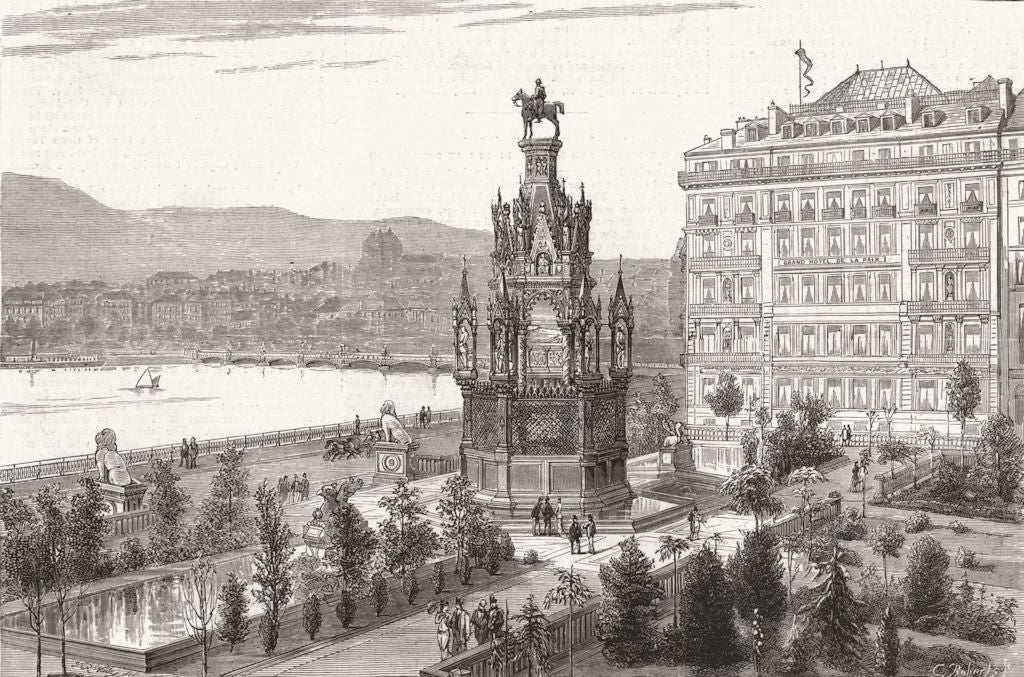 SWITZERLAND. Monument to Duke Brunswick, built at Geneva 1879 old print